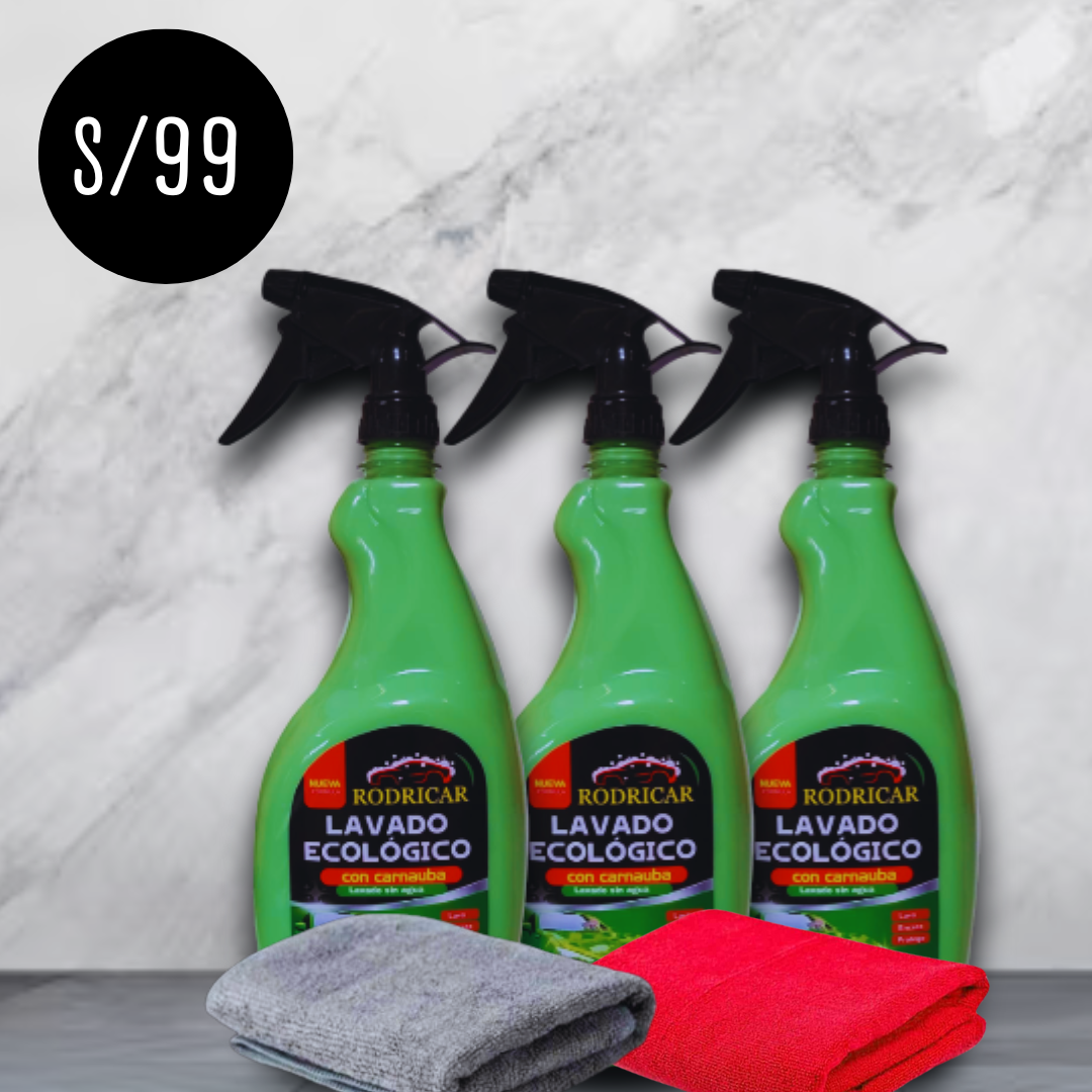 Pack de 3 Lavados Ecológicos con Cera de Carnauba para Carro (1 Litro cada envase)