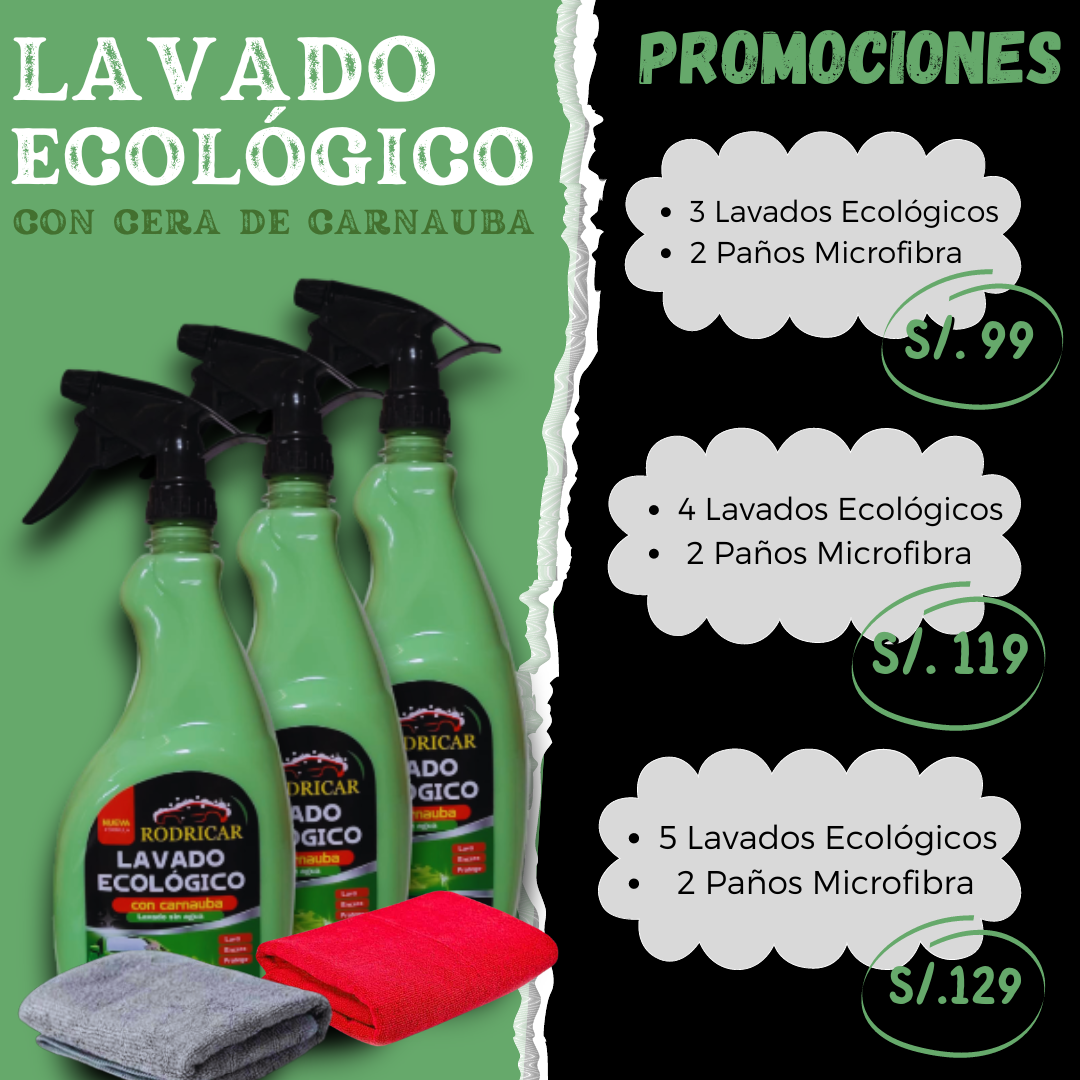 Pack de 3 Lavados Ecológicos con Cera de Carnauba para Carro (1 Litro cada envase)